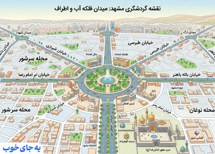 نقشه فلکه آب مشهد