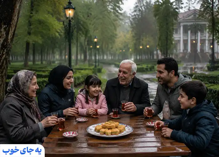 چای خوردن خانوادگی در یکی از پارک های رشت چای خوردن خانوادگی در یکی از پارک های رشت