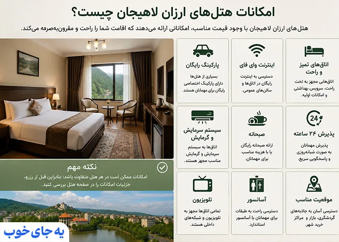 امکانات هتل های ارزان لاهیجان