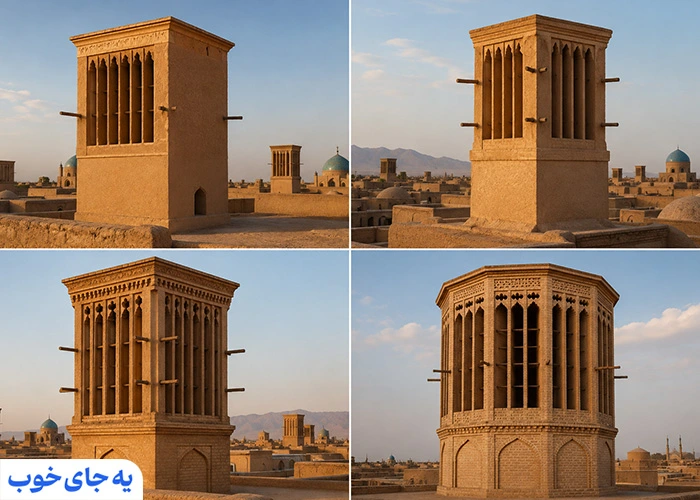 انواع بادگیرهای یزد به‌لحاظ معماری