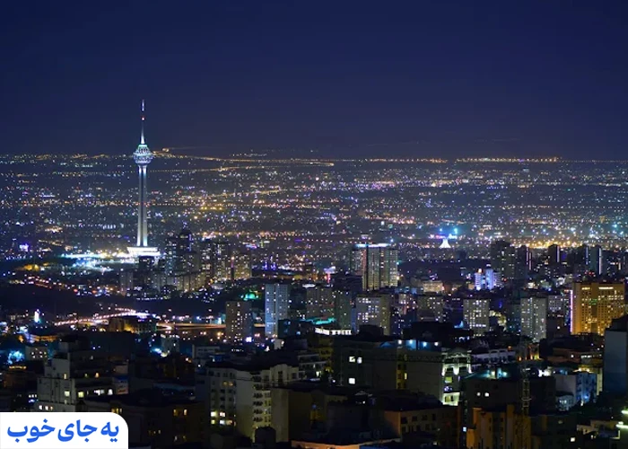 نمای زیبا از بام تهران در شب