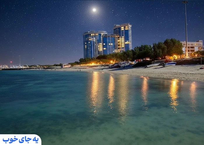 ساحل مرجان کیش در شب