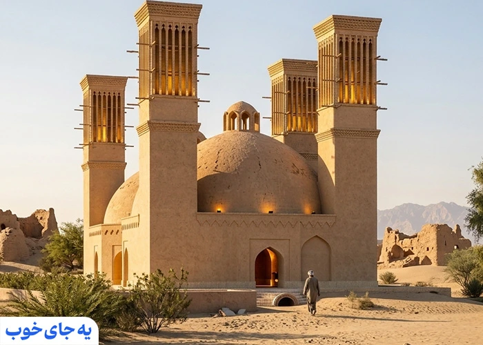 آب انبار دو گنبد و پنج بادگیر