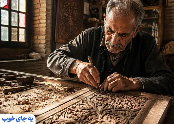 منبت کاری یا کنده کاری روی چوب