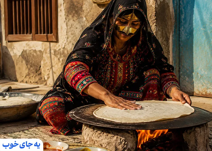 پخت نان محلی در قشم پخت نان محلی در قشم