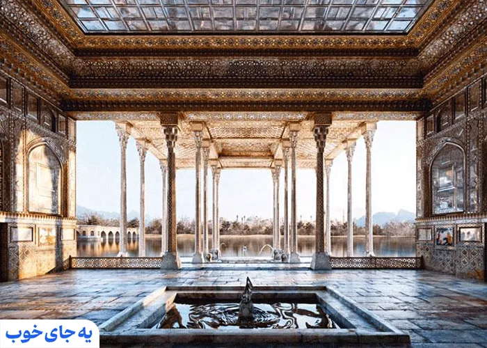 نمای داخلی کاخ چهل ستون اصفهان