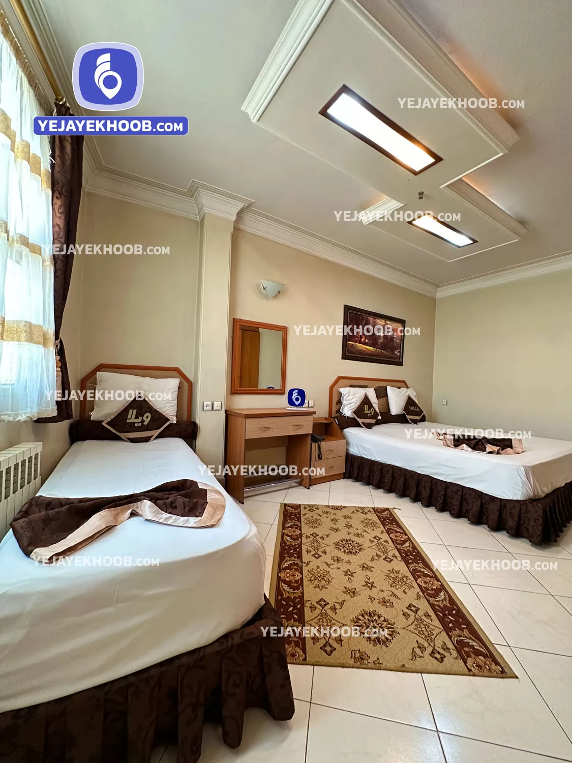 هتل آپارتمان ویلا مشهد - اتاق ۳ تخته (۱ تخت ۲ نفره و ۱ تخت ۱ نفره)    